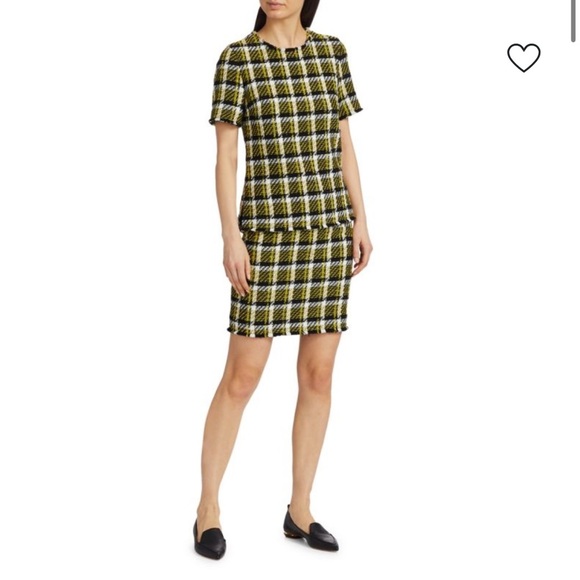 Akris Punto Dresses & Skirts - Akris Punto Tweed Knit Blouse and Skirt Set Yellow Black Plaid US 4